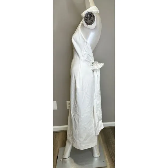 NWT Elliatt Open Back Halter Mock Neck Bow Detail Odori Midi Dress White Small $
