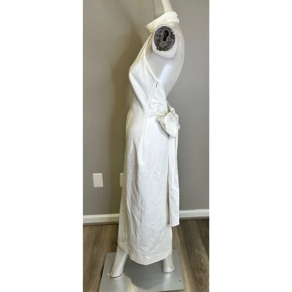 NWT Elliatt Open Back Halter Mock Neck Bow Detail Odori Midi Dress White Small $