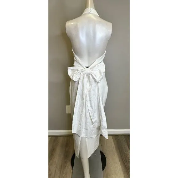 NWT Elliatt Open Back Halter Mock Neck Bow Detail Odori Midi Dress White Small $