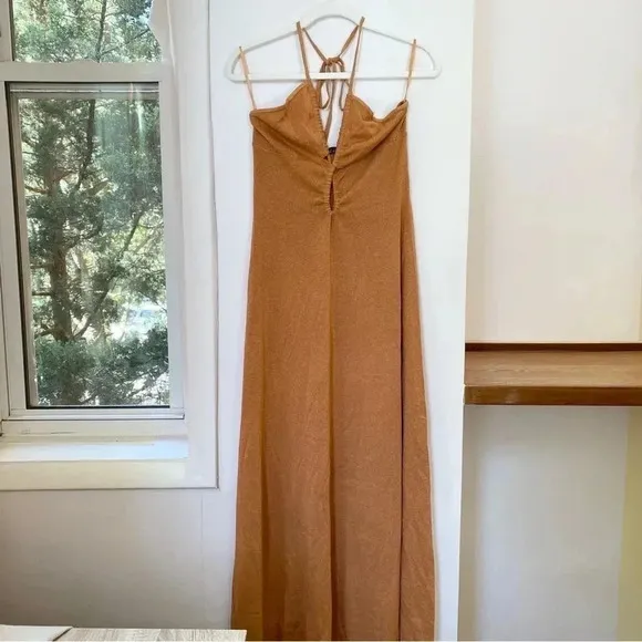 NWT Free People Bec &amp; Bridge  Indua Knit Maxi Dress Desert Sun Bronze