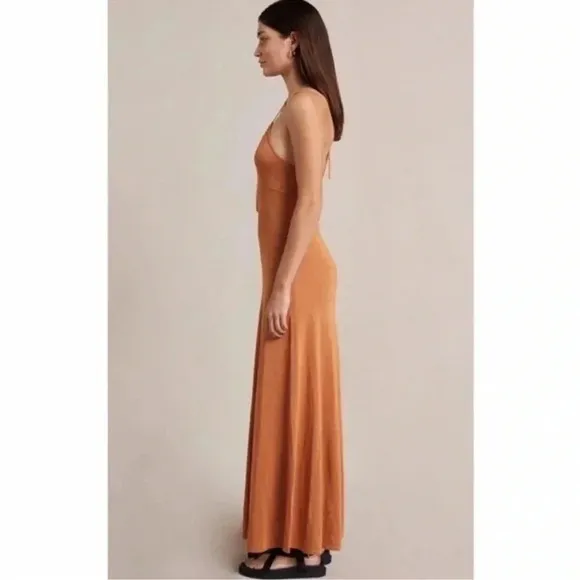 NWT Free People Bec &amp; Bridge  Indua Knit Maxi Dress Desert Sun Bronze