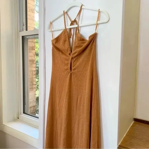 NWT Free People Bec &amp; Bridge  Indua Knit Maxi Dress Desert Sun Bronze