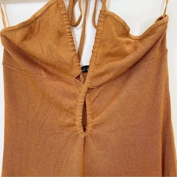 NWT Free People Bec &amp; Bridge  Indua Knit Maxi Dress Desert Sun Bronze