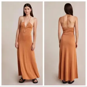 NWT Free People Bec &amp; Bridge  Indua Knit Maxi Dress Desert Sun Bronze