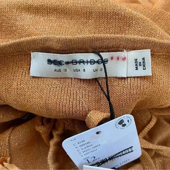 NWT Free People Bec &amp; Bridge  Indua Knit Maxi Dress Desert Sun Bronze