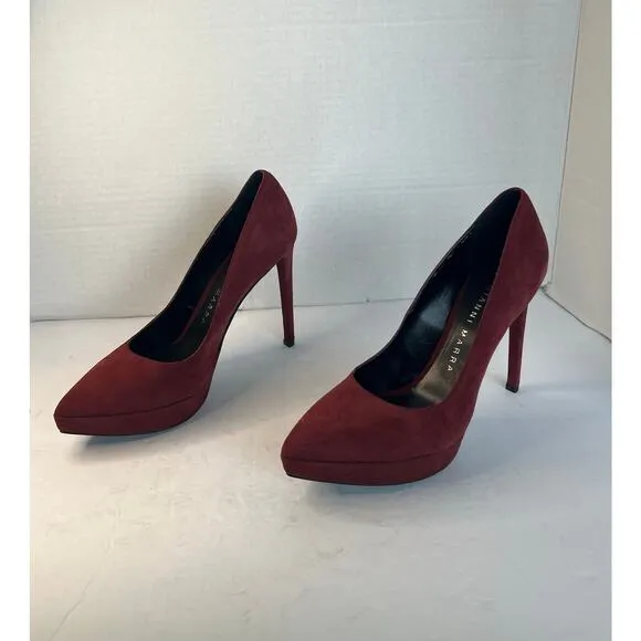 NWT Gianni Marra Burgundy Suede Pointy Toe Platform Stiletto Heel Pump Shoes 9