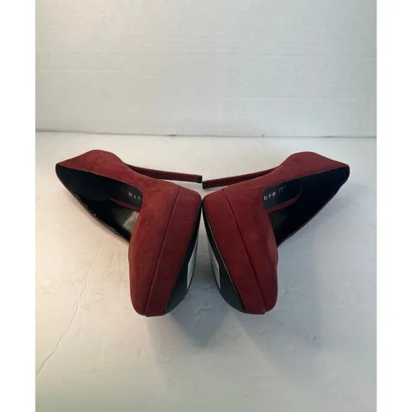 NWT Gianni Marra Burgundy Suede Pointy Toe Platform Stiletto Heel Pump Shoes 9