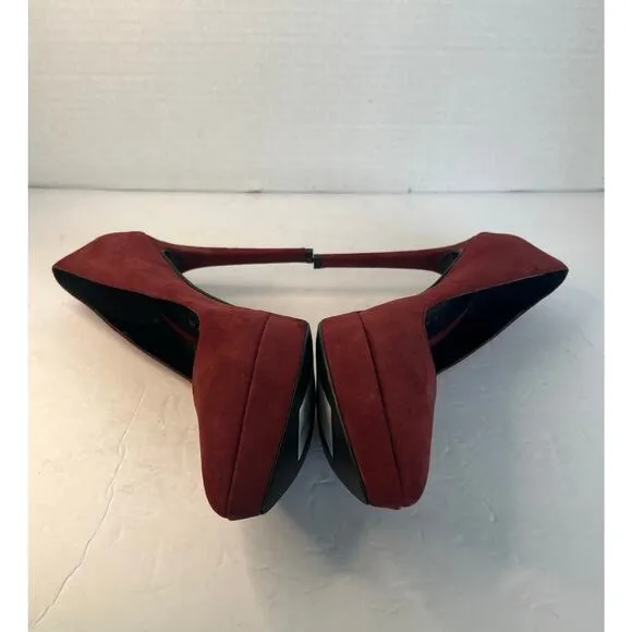 NWT Gianni Marra Burgundy Suede Pointy Toe Platform Stiletto Heel Pump Shoes 9