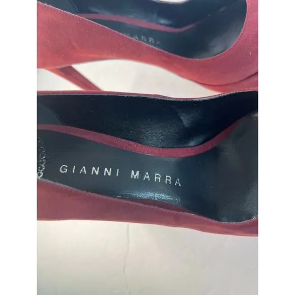 NWT Gianni Marra Burgundy Suede Pointy Toe Platform Stiletto Heel Pump Shoes 9