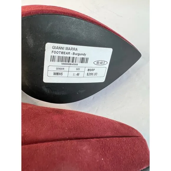 NWT Gianni Marra Burgundy Suede Pointy Toe Platform Stiletto Heel Pump Shoes 9
