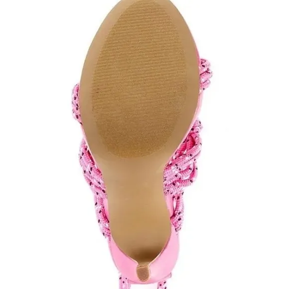 NWT Hot Pink Strappy Heels Sandals Madden Lace Up Ankle Strappy Summer Shoes