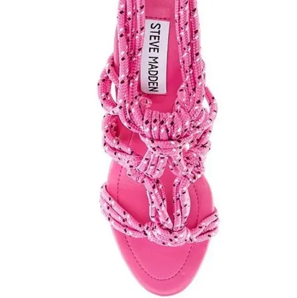 NWT Hot Pink Strappy Heels Sandals Madden Lace Up Ankle Strappy Summer Shoes