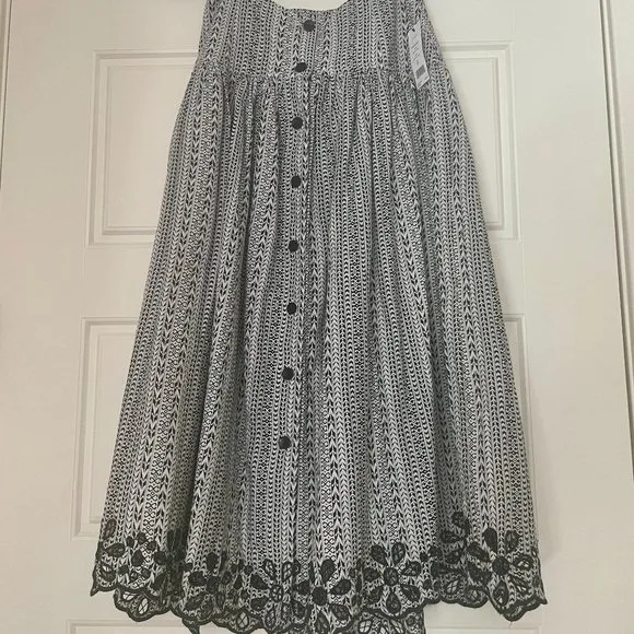 ***NWT*** JOIE &quot; BRIXERLY&quot;  LINEN-BLEND SKIRT BLACK/WHITE Sz 0
