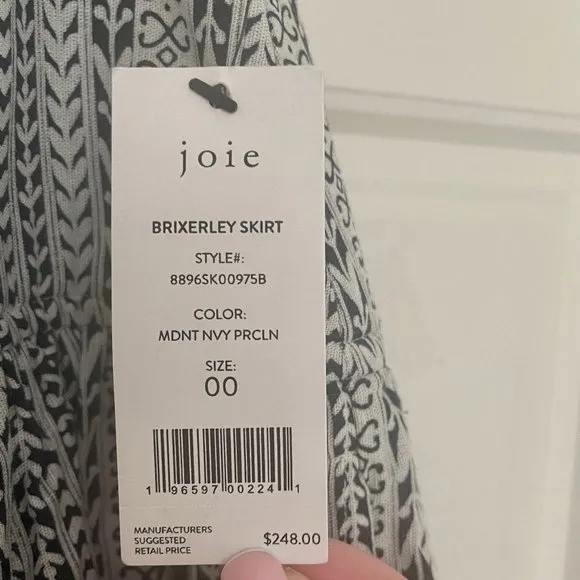 ***NWT*** JOIE &quot; BRIXERLY&quot;  LINEN-BLEND SKIRT BLACK/WHITE Sz 0