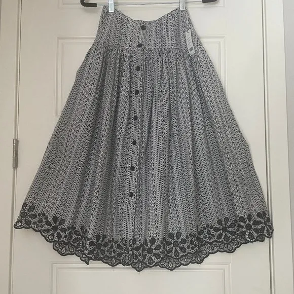***NWT*** JOIE &quot; BRIXERLY&quot;  LINEN-BLEND SKIRT BLACK/WHITE Sz 0