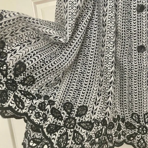 ***NWT*** JOIE &quot; BRIXERLY&quot;  LINEN-BLEND SKIRT BLACK/WHITE Sz 0
