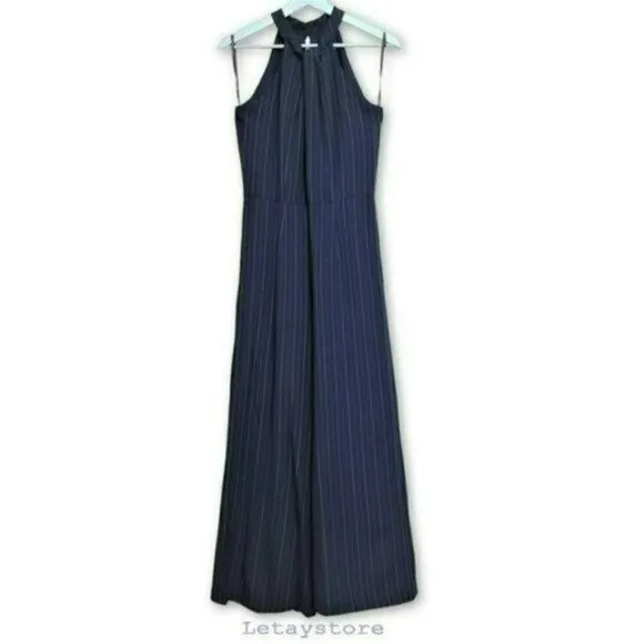 NWT JULIA JORDAN Sleeveless Twist Halter Neck Wide Leg Striped Jumpsuit