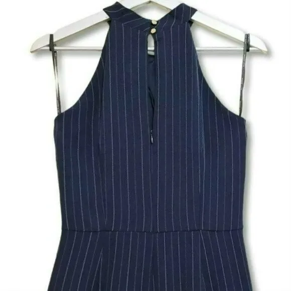 NWT JULIA JORDAN Sleeveless Twist Halter Neck Wide Leg Striped Jumpsuit