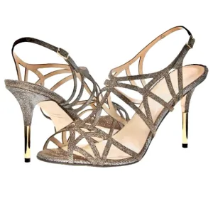NWT Kate Spade ISSA Bronze Lurex Strappy Open Toe High Heel Sandal Dustbag &amp; Box