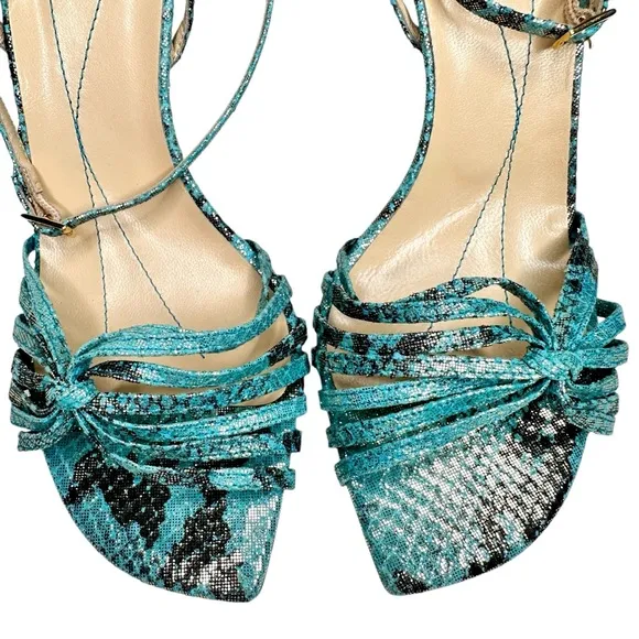 NWT Kate Spade Santa Fe Strappy Sandals Size 8.5 Turquoise &amp; Brown Lizard