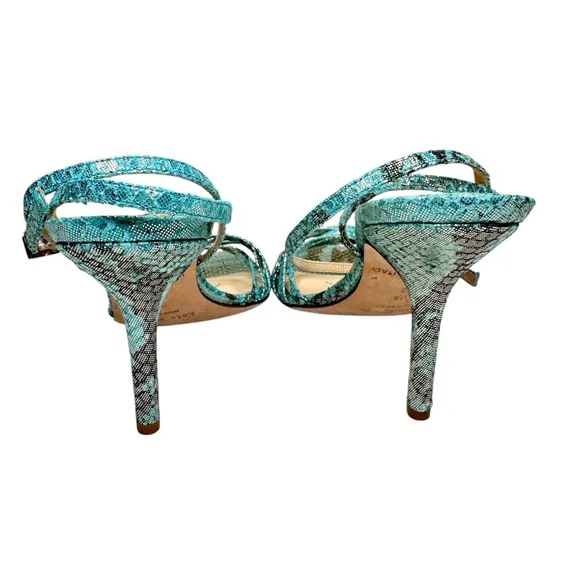 NWT Kate Spade Santa Fe Strappy Sandals Size 8.5 Turquoise &amp; Brown Lizard