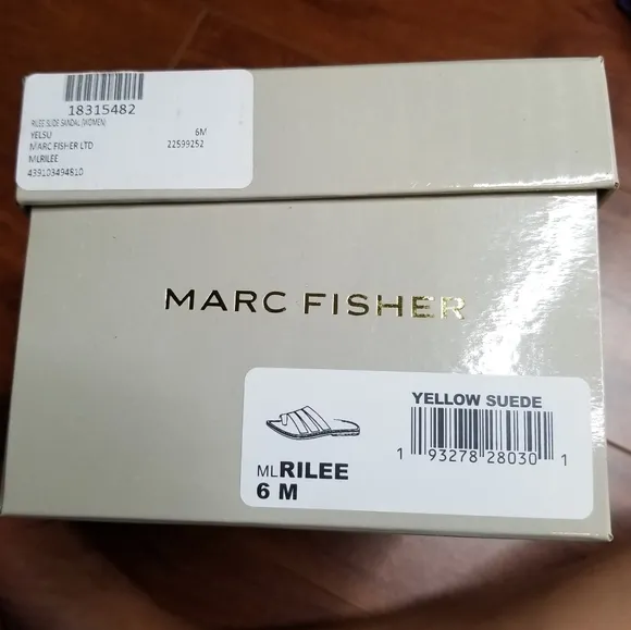 NWT Marc Fisher Rilee Yellow Suede Slide Sandals