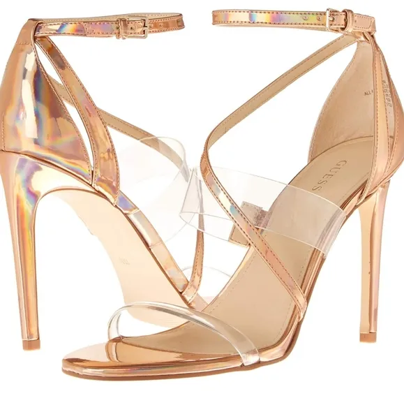 NWT Metallic Shimmer Heeled Sandal Gorgeous Silver Strappy Sandals