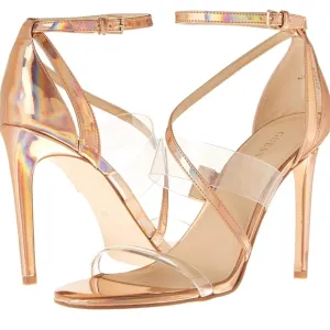 NWT Metallic Shimmer Heeled Sandal Gorgeous Silver Strappy Sandals