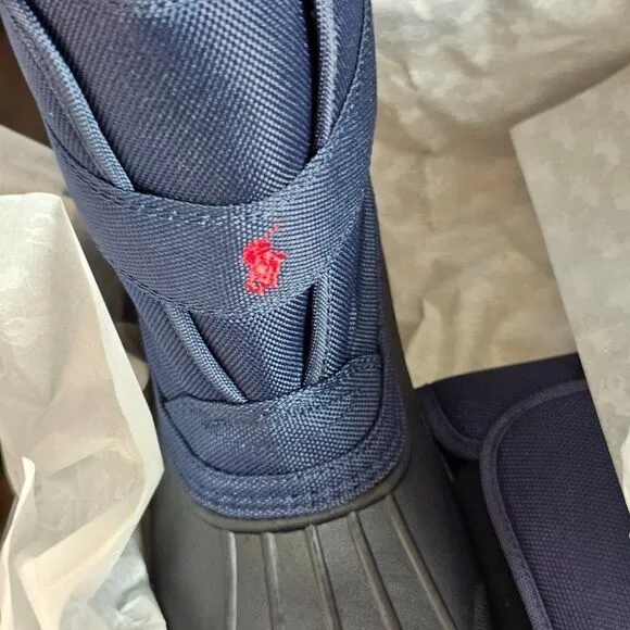 NWT Polo Ralph Lauren Everlee Navy/Black/Red Pre-School Kids Boots Size 3