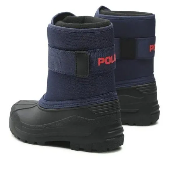 NWT Polo Ralph Lauren Everlee Navy/Black/Red Pre-School Kids Boots Size 3