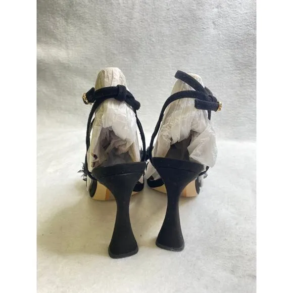 NWT Sam Edelman Leilani Tulle Dress Sandals‎ In Black Suede, 6.5, 160$