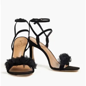 NWT Sam Edelman Leilani Tulle Dress Sandals‎ In Black Suede, 6.5, 160$
