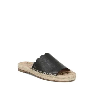 NWT SAM EDELMAN Womens Black Andy Open Toe Slip On Leather Espadrille Shoes 6 M