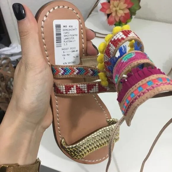NWT Schutz strappy Lannister embroidered sandals