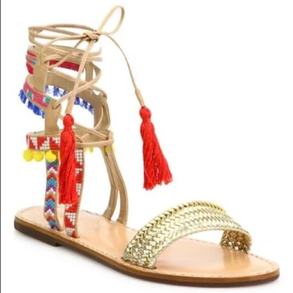 NWT Schutz strappy Lannister embroidered sandals