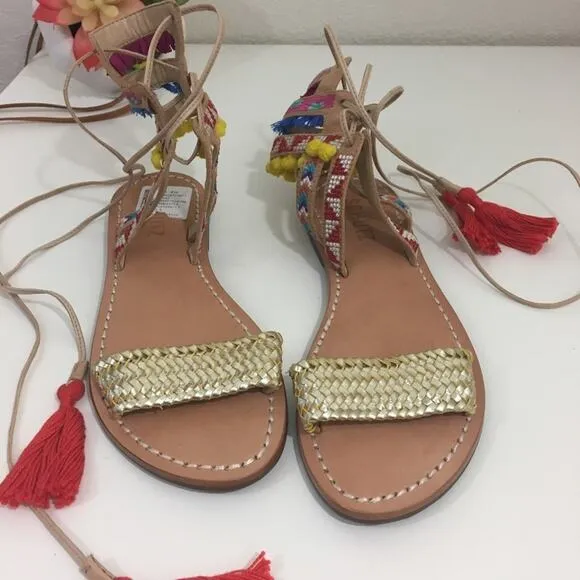 NWT Schutz strappy Lannister embroidered sandals