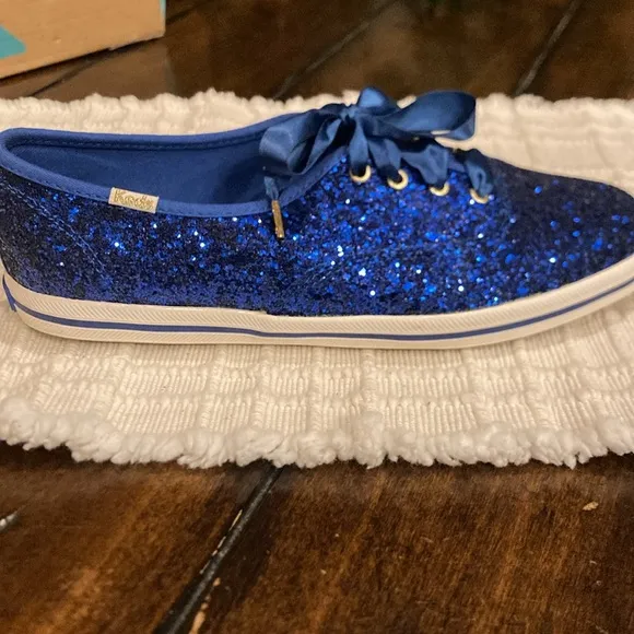 NWT Size 8 Kate Spade Keds - Blue Glitter Sneakers (ABBA)