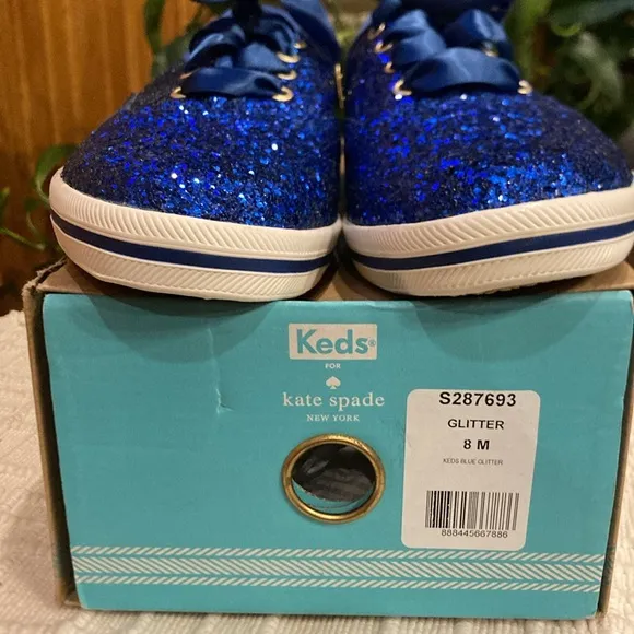 NWT Size 8 Kate Spade Keds - Blue Glitter Sneakers (ABBA)