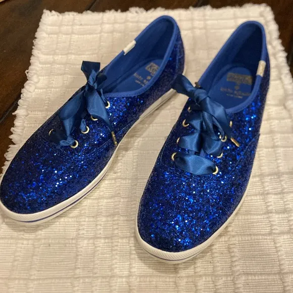 NWT Size 8 Kate Spade Keds - Blue Glitter Sneakers (ABBA)