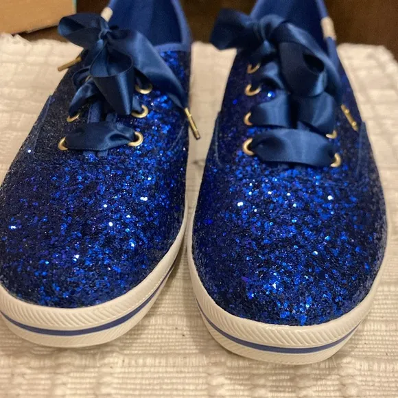 NWT Size 8 Kate Spade Keds - Blue Glitter Sneakers (ABBA)