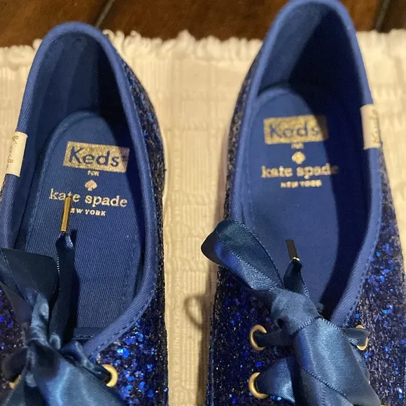 NWT Size 8 Kate Spade Keds - Blue Glitter Sneakers (ABBA)