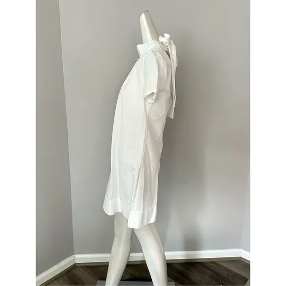 NWT Staud High Neck Self-Tie Bow Short Sleeve Ilana Mini Dress White Size XS $32