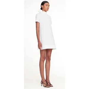 NWT Staud High Neck Self-Tie Bow Short Sleeve Ilana Mini Dress White Size XS $32
