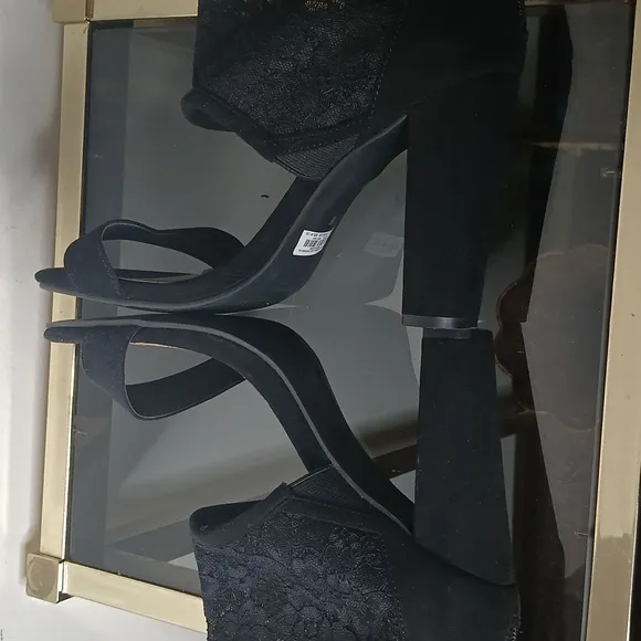 NWT Torrid black covered lace tapered heels size 9w