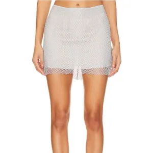 NWT WeWoreWhat Elegant White Mesh Rhinestone Skirt size 4