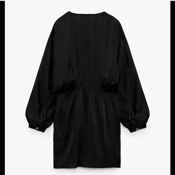 NWT* ZARA Satin Effect Wrap Dress Black
