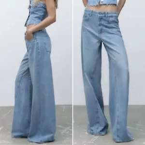 NWT ZARA WIDE LEG JEANS Blue