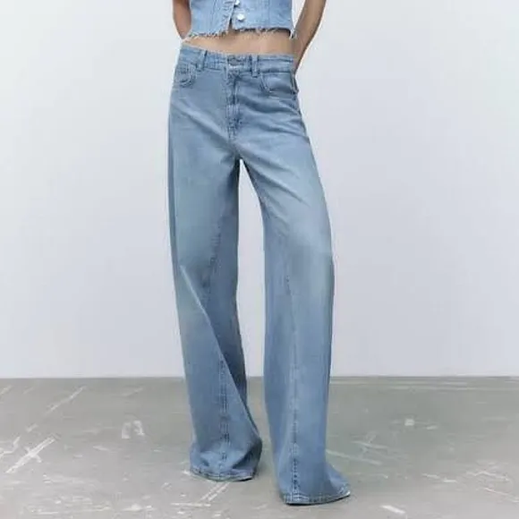 NWT ZARA WIDE LEG JEANS Blue