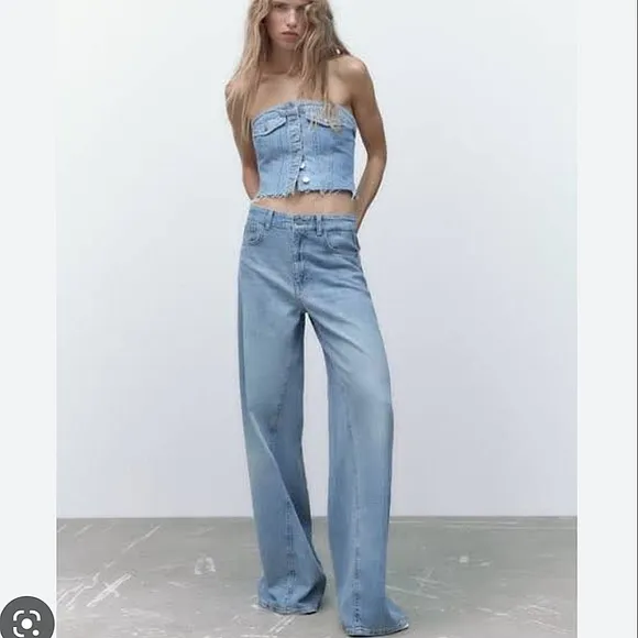 NWT ZARA WIDE LEG JEANS Blue