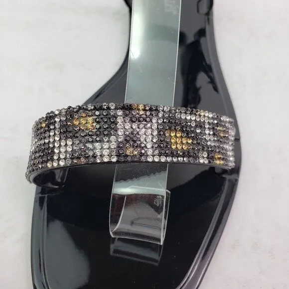 Olivia Miller Womens Size 7 Leopard Calabria Open Toe Jelly Sandals Shoes